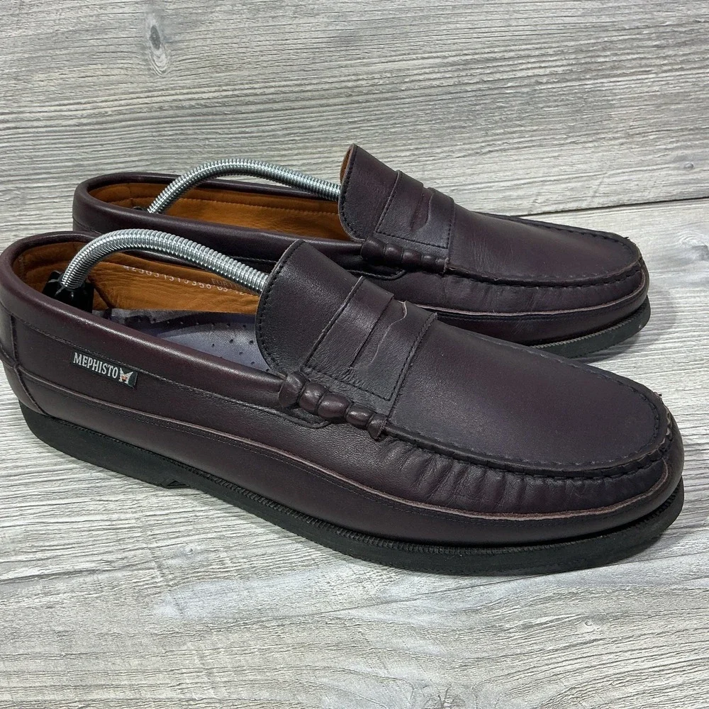 Mephisto Cap Vert Spinnaker Boat Shoes Men's Size 12 Wine Slip on Penny Loafers